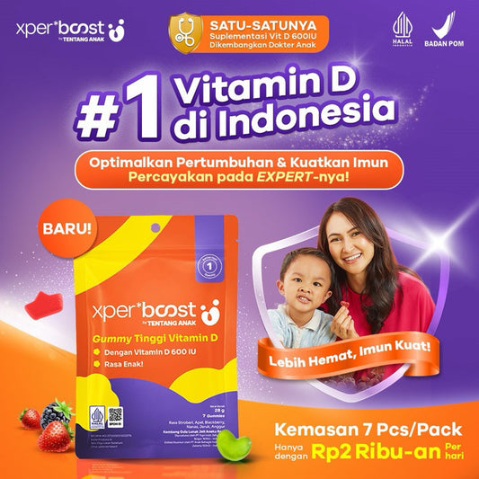 Xpert Boost Expert BOOST 7 days Travel 7 hari Tentang ANAK Gummy Vitamin D 600 IU Anak Dewasa Ibu Hamil Menyusui Boost Imunitas Pertumbuhan Keluarga Menghindari Sakit Anjuran IDAI Souvenir Goodie Bag Permen Vitamin Hampers Birthday Ulang Tahun