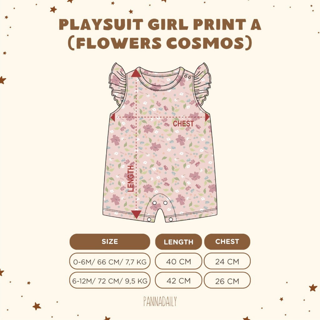 BOHOPANNA - PANNADAILY - PLAYSUIT GIRL PRINT - FLOWERS COSMOS SERIES - Jumper Bayi Perempuan