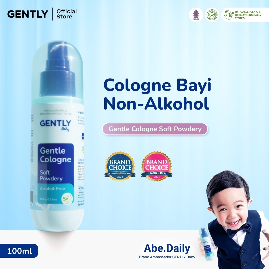 GENTLY Baby Gentle Cologne - Parfum Bayi Non Alkohol - Wangi Parfum Tahan Lama - Newborn & Sensitive-skin Friendly