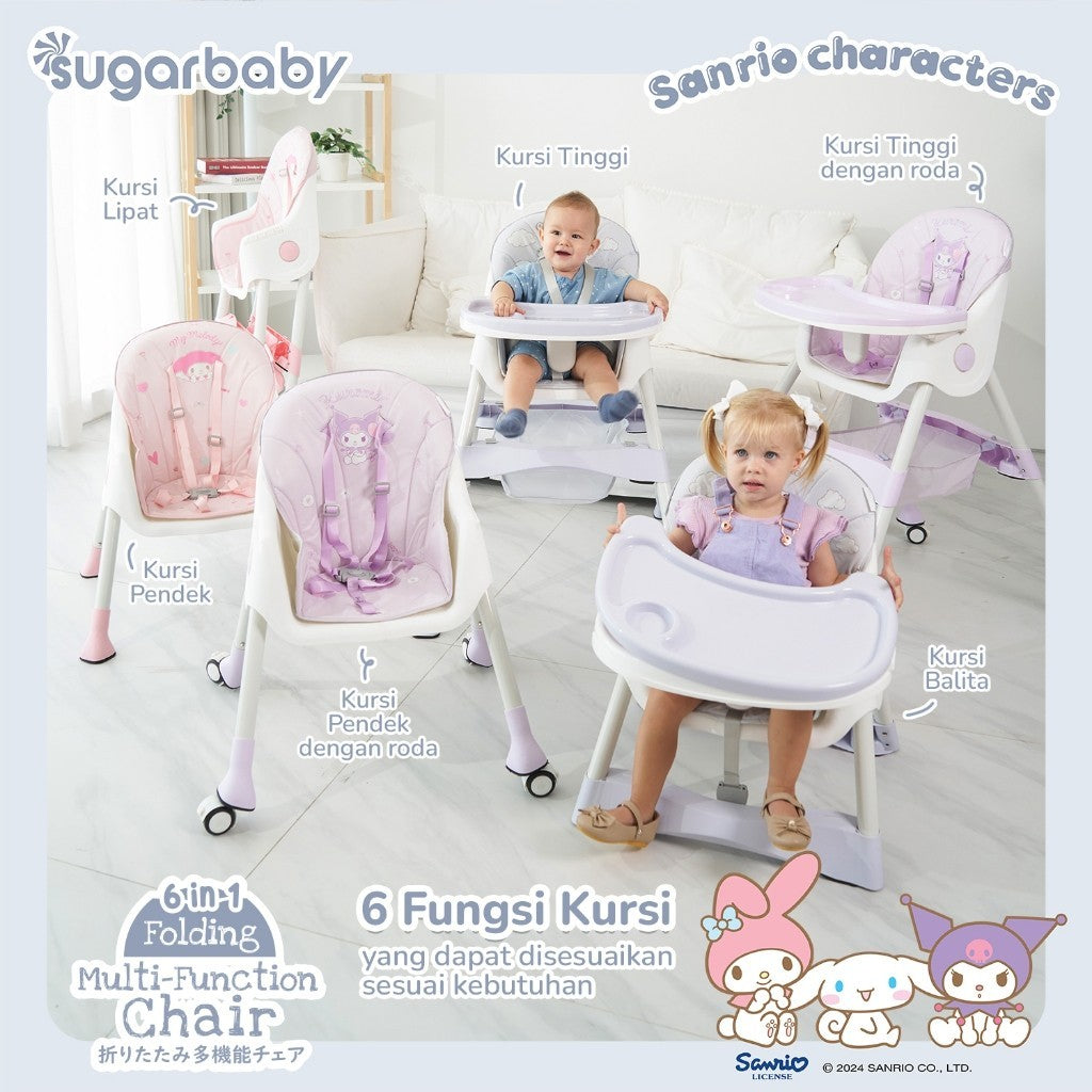 Sugar Baby Sugarbaby 6-in-1 Folding Multi-Function Chair Sanrio Collection/Kursi Bayi/Kursi Anak/Kursi Makan Anak/Kursi MPASI/Baby High Chair