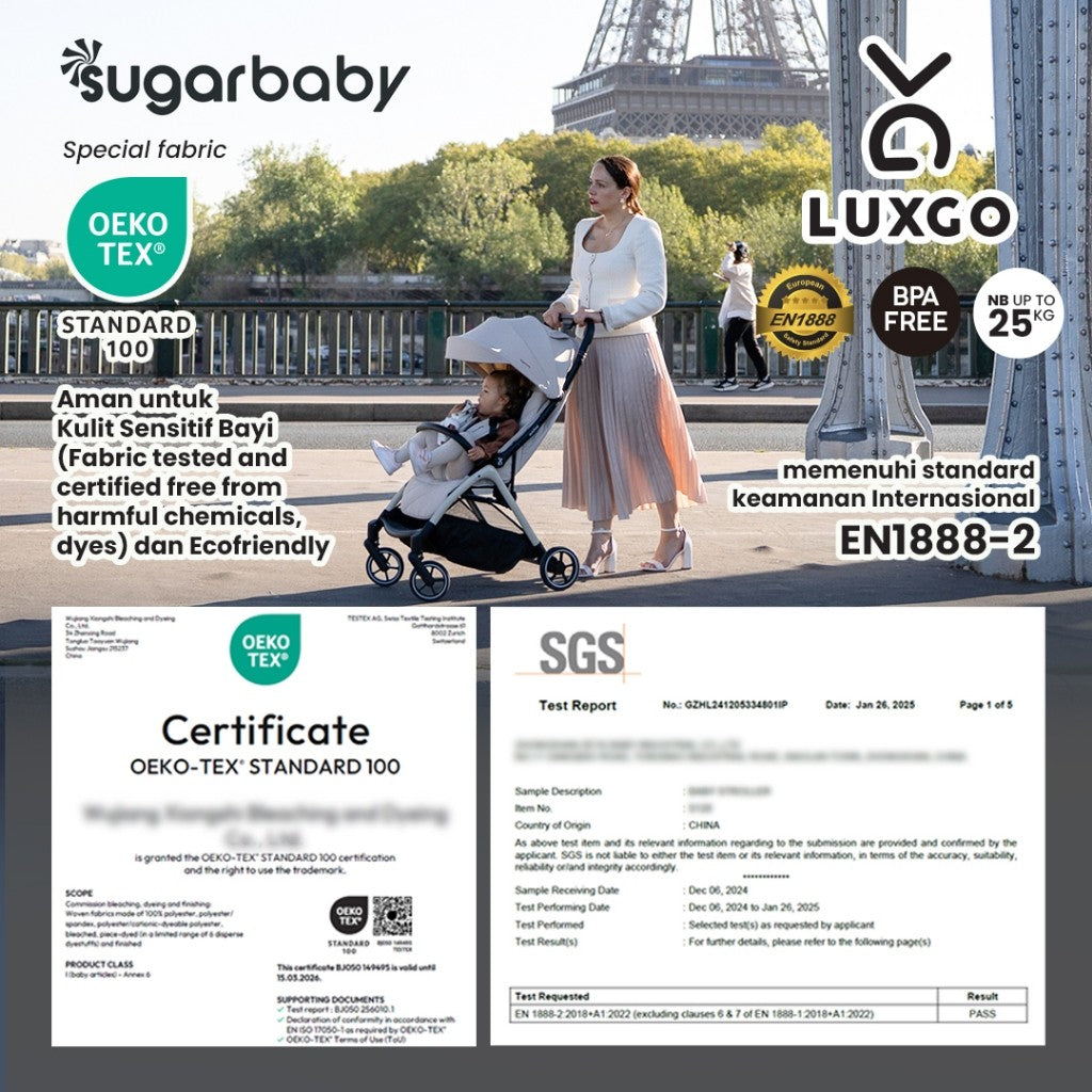 Sugarbaby Stroller LuxGo Kereta Dorong Bayi/Stroller Bayi/Stroller AutoFold BPA Free/Stroller Lipat dan Ringan