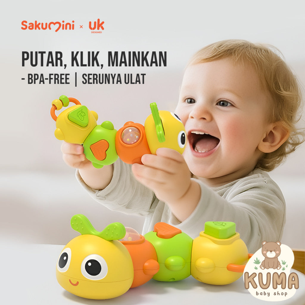 Sakumini Twisty Caterpillar 6in1 Toys Mainan Ulat 360° Edukasi Sensorik Anak Bayi