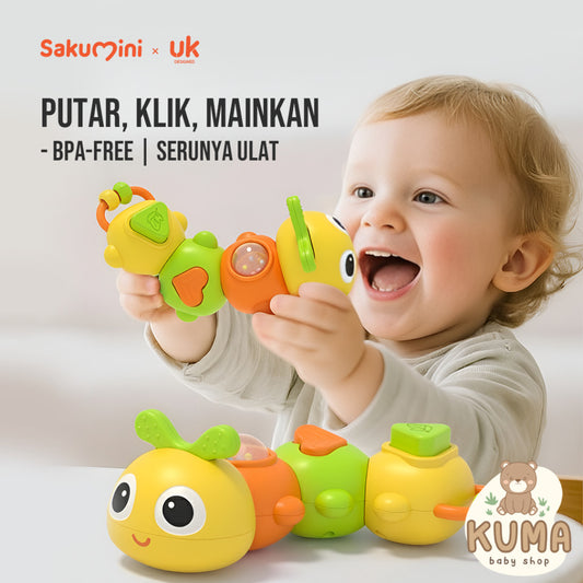 Sakumini Twisty Caterpillar 6in1 Toys Mainan Ulat 360° Edukasi Sensorik Anak Bayi