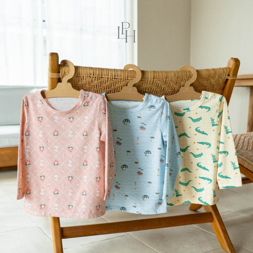 Little Palmerhaus - Little Wear Shoulder Button Long Set (Setelan Anak Lengan Panjang) 36.0
