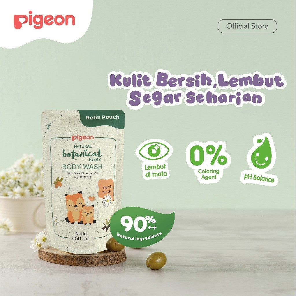 PIGEON Botanical Baby Body Wash  | Sabun Bayi| Cocok untuk Kulit Sensitif | Tanpa Pewarna |  Hypoallergenic Tested | Halal BPOM Original 100%
