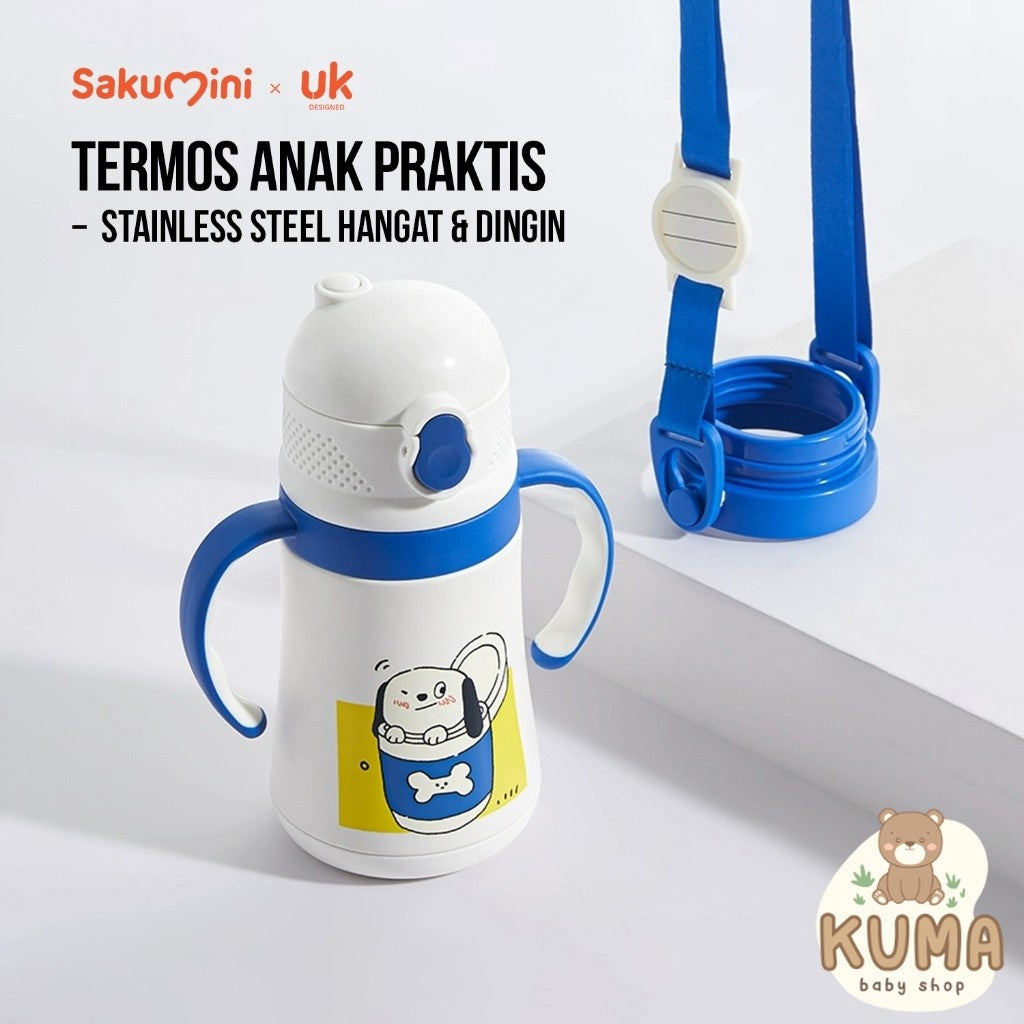 Sakumini Botol Minum Sedotan Termos Stainless Steel Straw Sippy Cup Anak 280ml