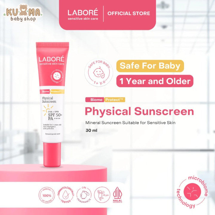 Labore Sensitive Skin Care BiomeProtect Physical Sunscreen SPF 50+ PA++++ 30 ml - Sunscreen - Ringan - Cocok untuk Kulit Sensitif - Melindungi dari Sinar UVA & UVB - Mudah Meresap - Tidak Ada Whitecast - Skincare Best Seller