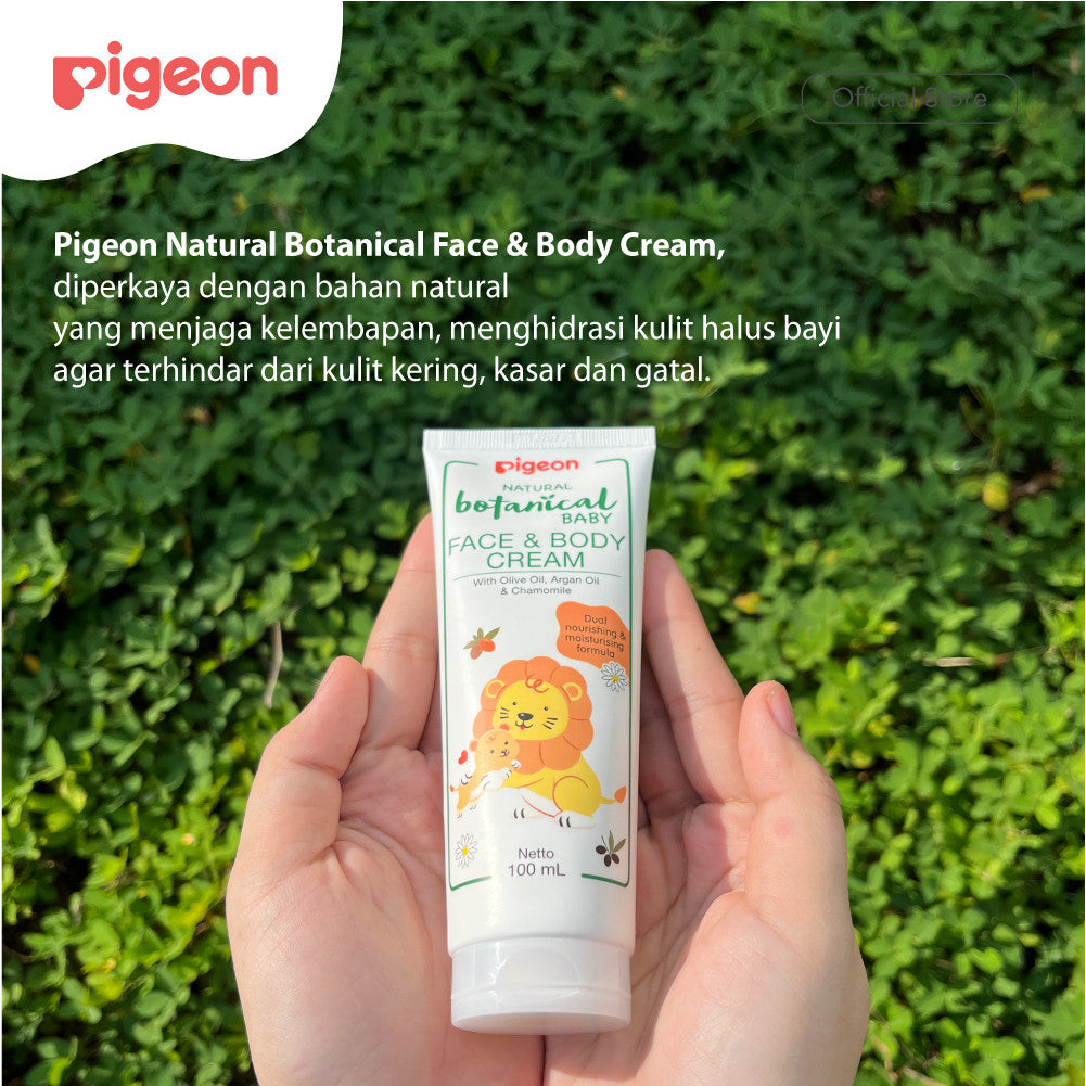 PIGEON Botanical Body & Face Cream 100ML |Lotion Bayi | Losion Pelembut Kulit Bayi | Tanpa Pewarna | Hypoallergenic Tested | Lotion Anti Alergi | Halal BPOM Original 100%