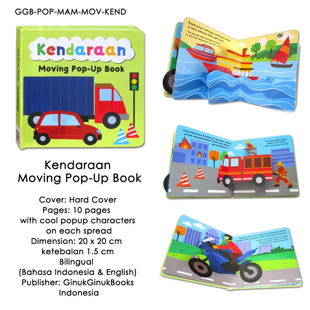 Moving Pop-Up Book Hewan dan Kendaraan [GinukGinuk] Buku Anak