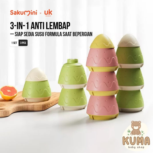 Sakumini Milk Powder Container 3in1 Tempat Susu Bubuk Bayi Anti Lembab