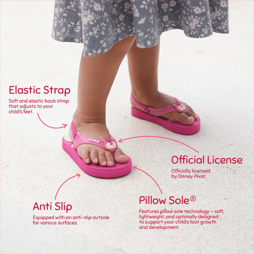 Lotso Zuma Baby Pink Berry, Sandal Jepit Bayi Karet Tali Belakang, Merah Muda