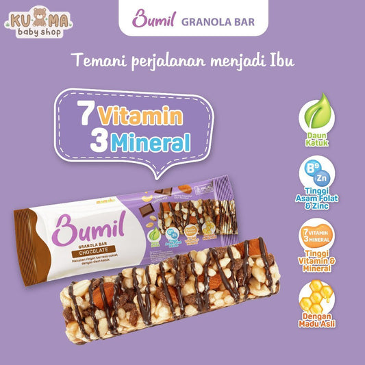 BUMIL Makanan Ringan Bar Rasa Coklat dengan Daun Katuk (Granola Bar Coklat)