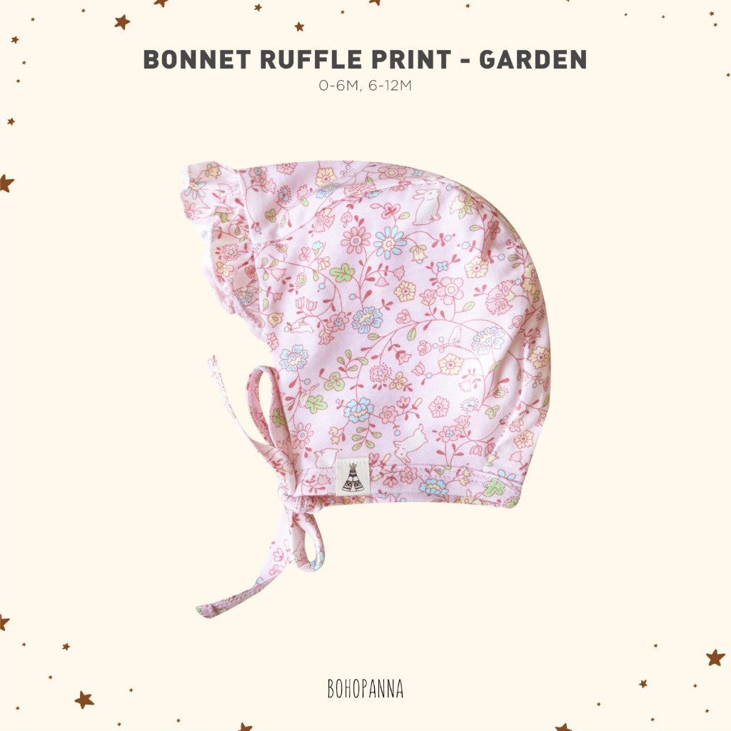 BOHOPANNA - BONNET RUFFLE PRINT - TOPI BAYI 2536