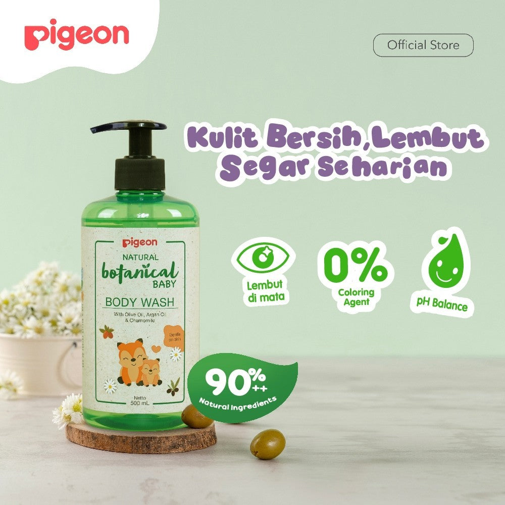 PIGEON Botanical Baby Body Wash  | Sabun Bayi| Cocok untuk Kulit Sensitif | Tanpa Pewarna |  Hypoallergenic Tested | Halal BPOM Original 100%