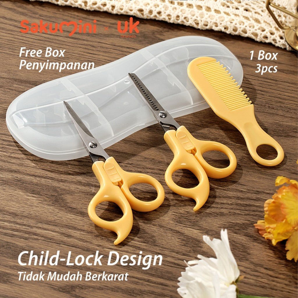 Sakumini Baby Hair Cut Scissors Gunting Potong Rambut Anak Set 3in1