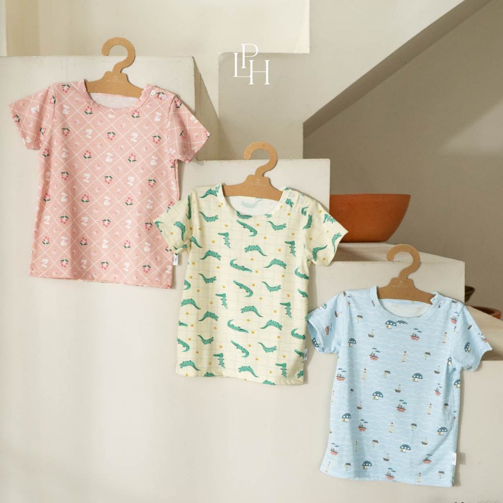 Little Palmerhaus - Little Wear Shoulder Button Short Set (Setelan Anak Lengan Pendek) 36.0