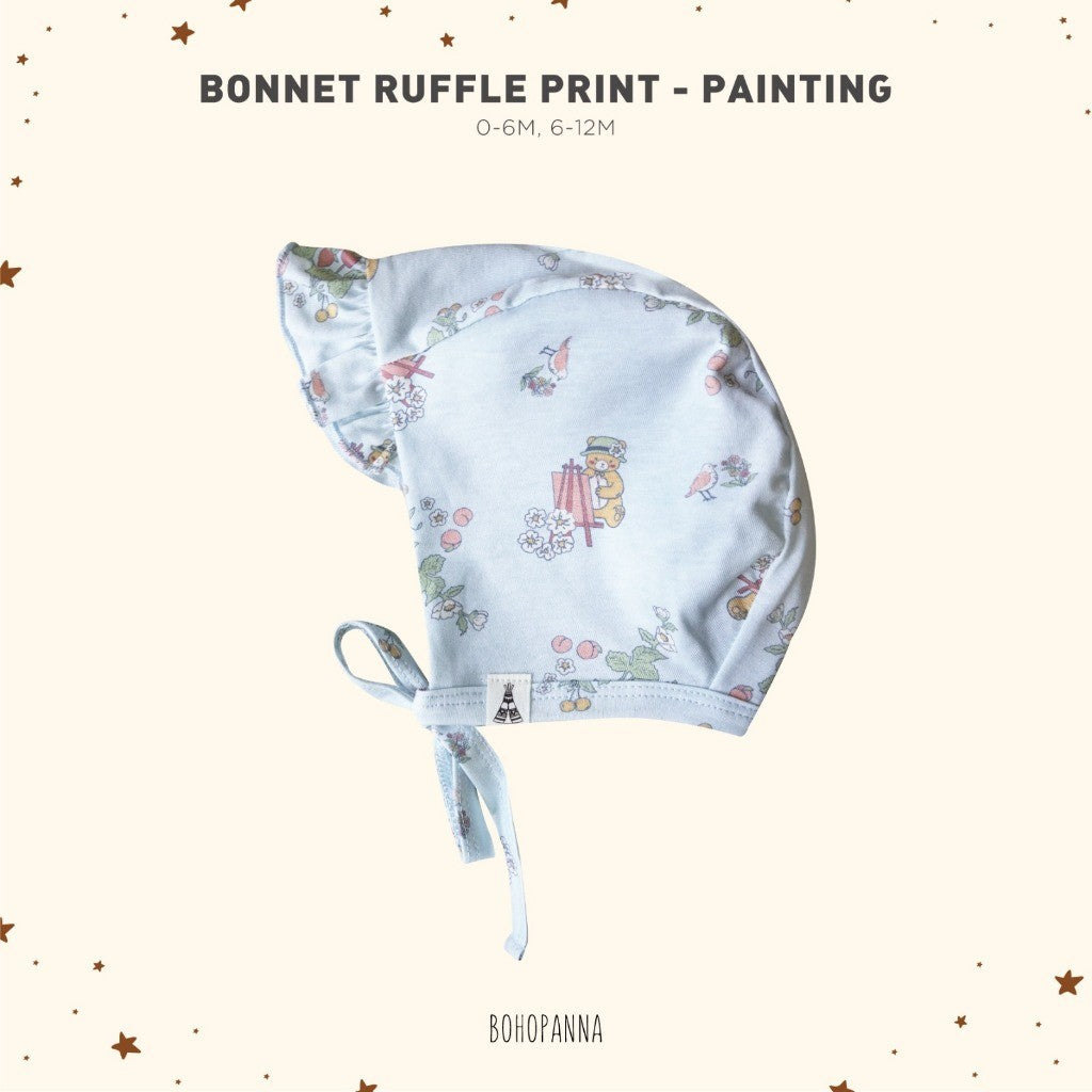 BOHOPANNA - BONNET RUFFLE PRINT - TOPI BAYI 2536