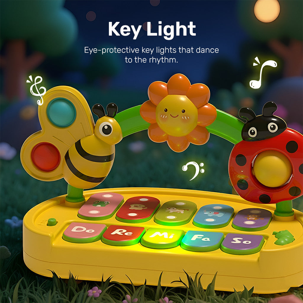 Sakumini Mainan Edukasi Piano 4 Mode Musik Lampu Musical Light Up Anak Bayi