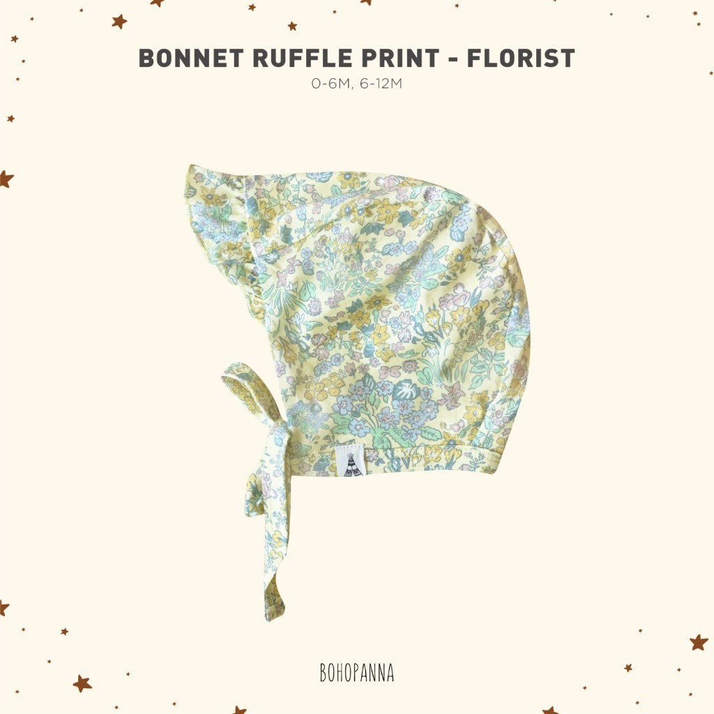BOHOPANNA - BONNET RUFFLE PRINT - TOPI BAYI 2536