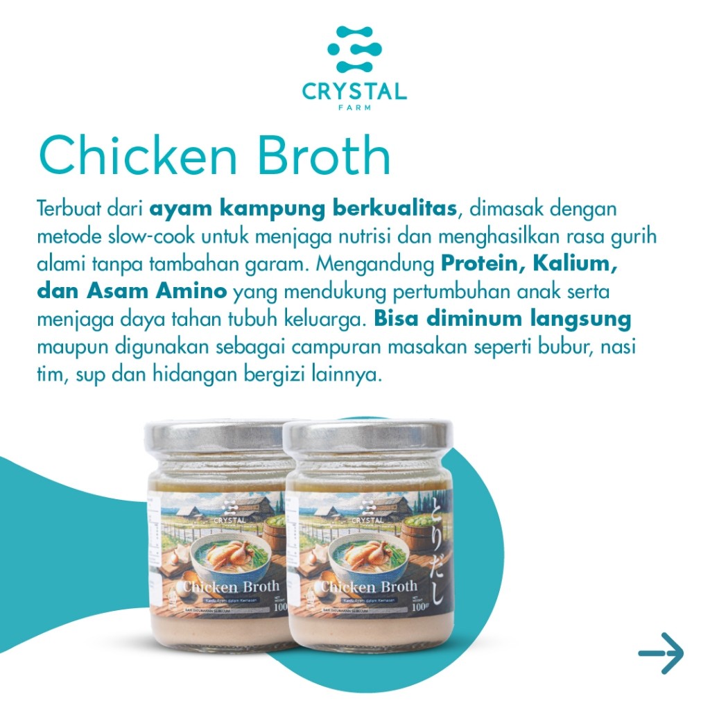 Crystal of The Sea | Chicken Broth (100gr) / Kaldu Ayam Kampung Chicken Bone Broth / Kaldu MPASI Natural / Kaldu Non MSG Sehat / Kaldu tinggi protein Kaldu imun immune booster