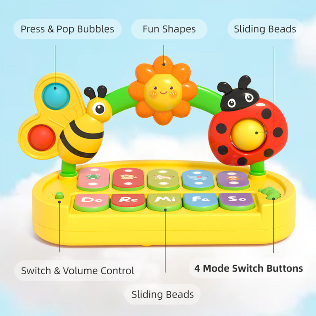 Sakumini Mainan Edukasi Piano 4 Mode Musik Lampu Musical Light Up Anak Bayi