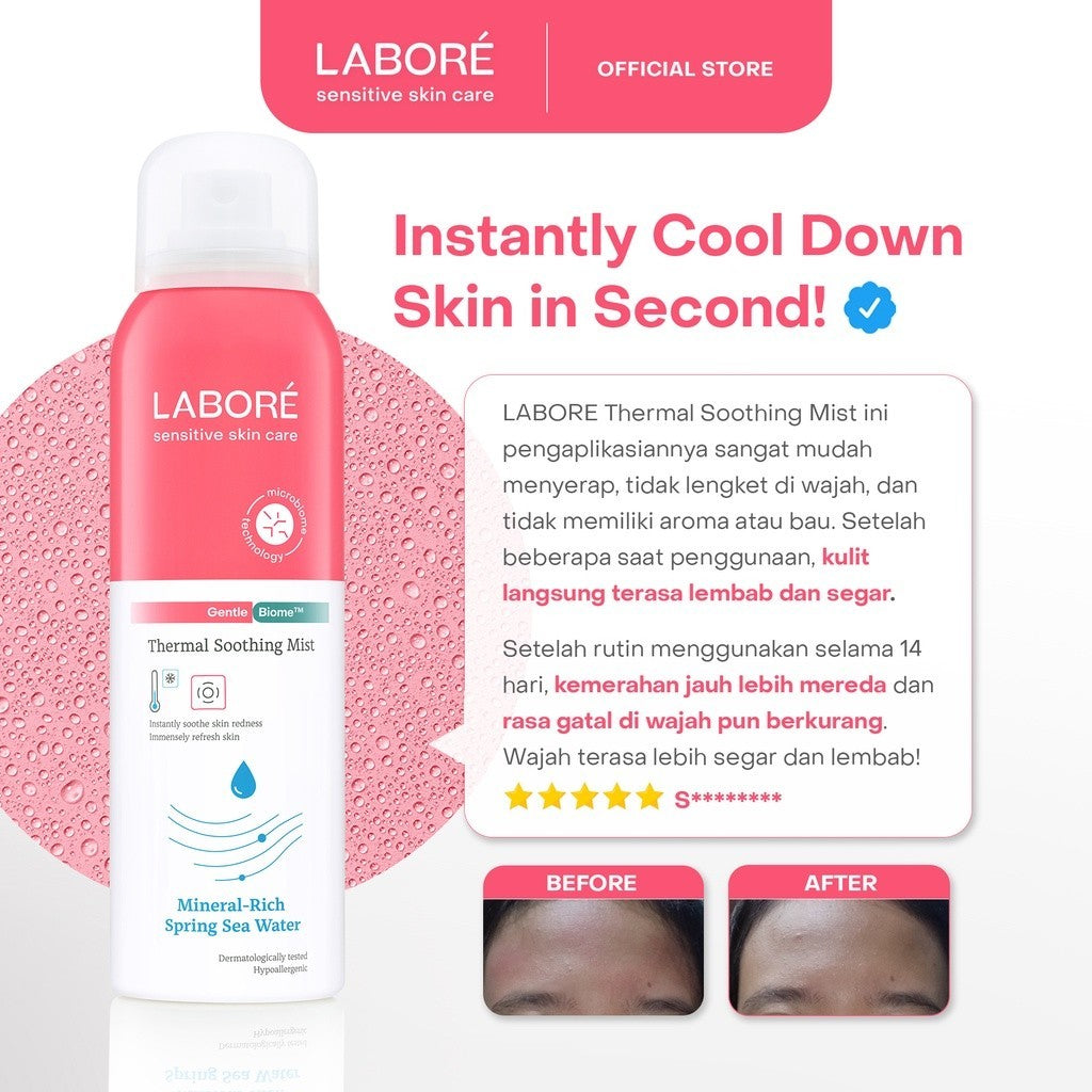 LABORÉ Sensitive Skin Care GentleBiome Thermal Soothing Mist 100 ml - Face Mist - Menghidrasi Kulit - Menyegarkan dan Menenangkan  - Cocok untuk Semua Jenis Kulit - Skincare Best Seller - Skincare Viral