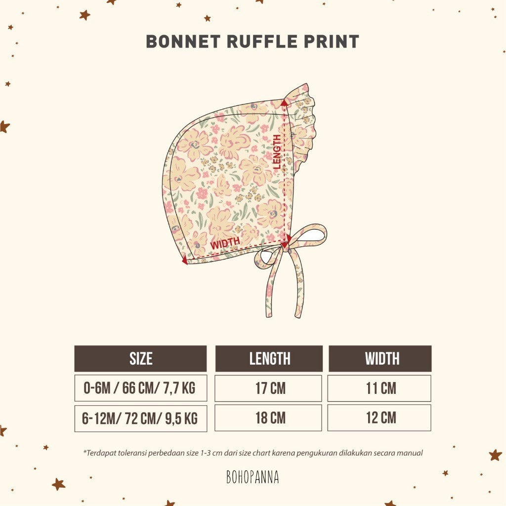 BOHOPANNA - BONNET RUFFLE PRINT 3.0 - TOPI BAYI