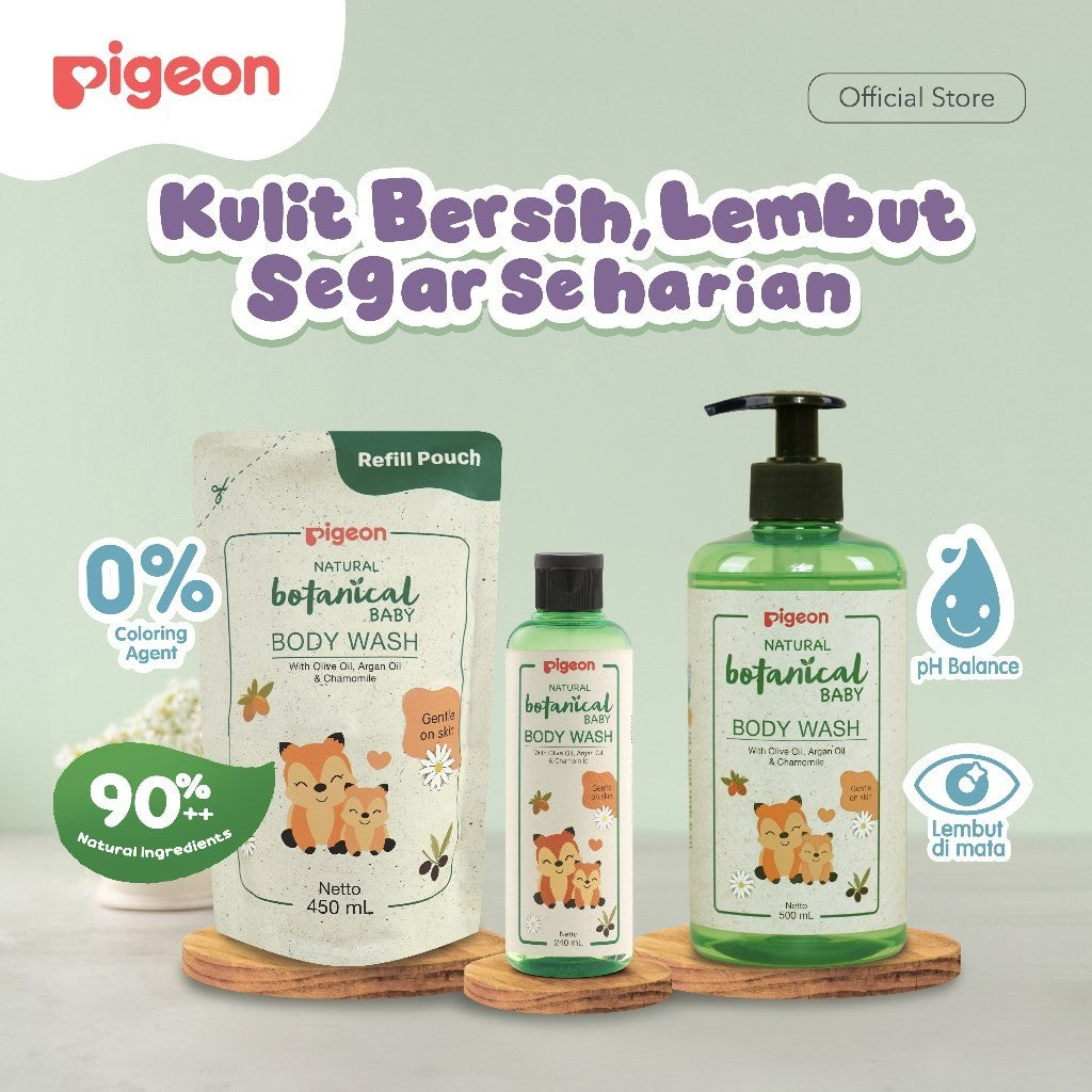 PIGEON Botanical Baby Body Wash  | Sabun Bayi| Cocok untuk Kulit Sensitif | Tanpa Pewarna |  Hypoallergenic Tested | Halal BPOM Original 100%