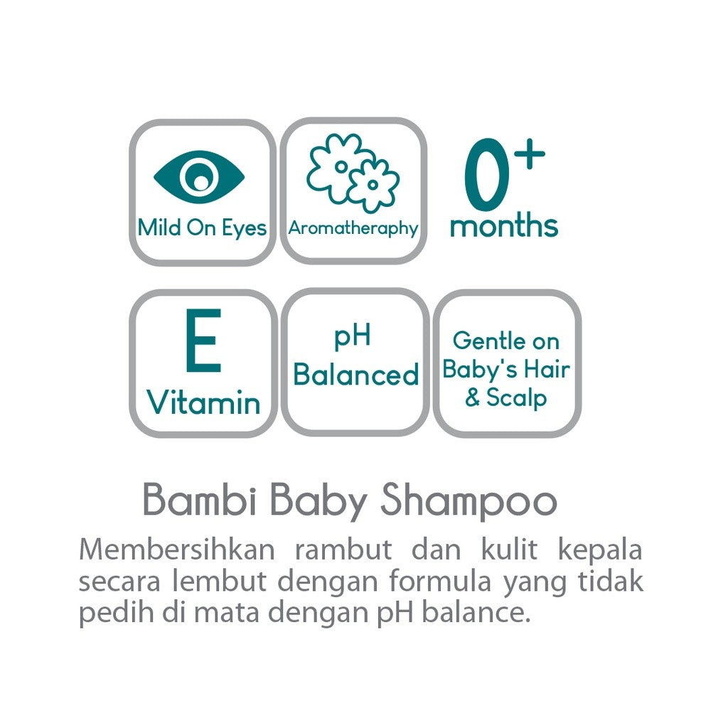 Bambi Baby Shampoo Aloe Vera, Candlenut & Celery - 100ml