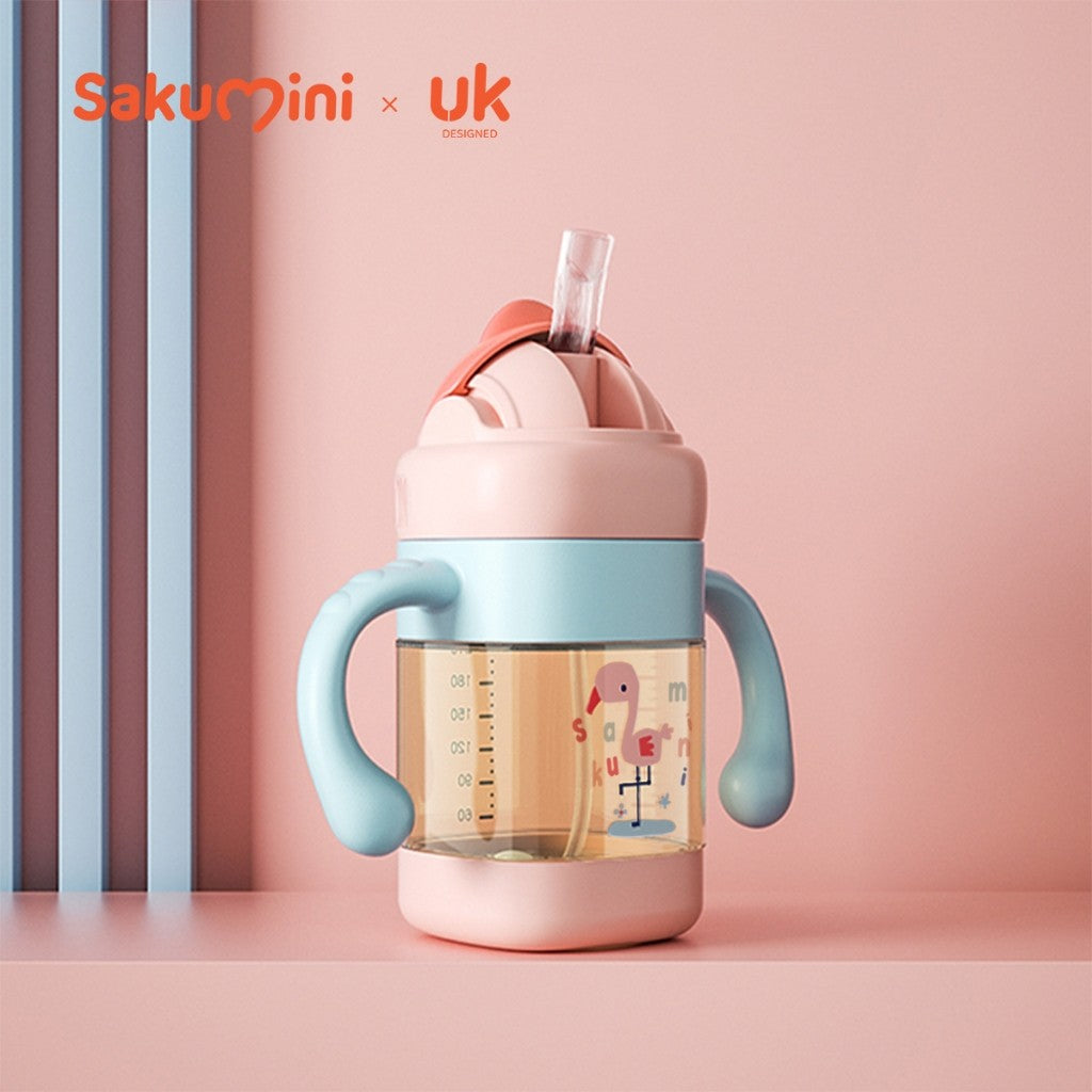 Sakumini Baby Botol Minum Sedotan Training PPSU 240ml Straw Cup