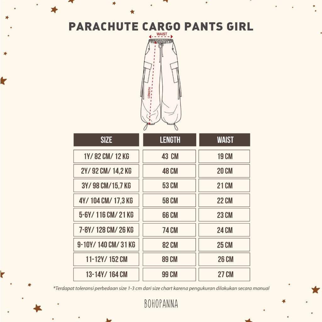 BOHOPANNA - PARACHUTE CARGO PANTS GIRL - Celana Cargo Anak Perempuan