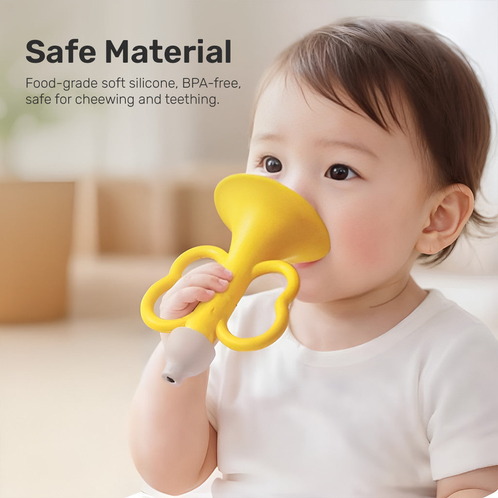 Sakumini Silicone Teether Trumpet Toy Mainan Gigitan Anak Terompet Silikon Bayi BPA Free Terapi Wicara