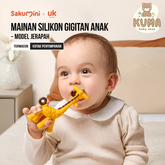 Sakumini Silicone Teether Giraffe Mainan Gigitan Bayi
