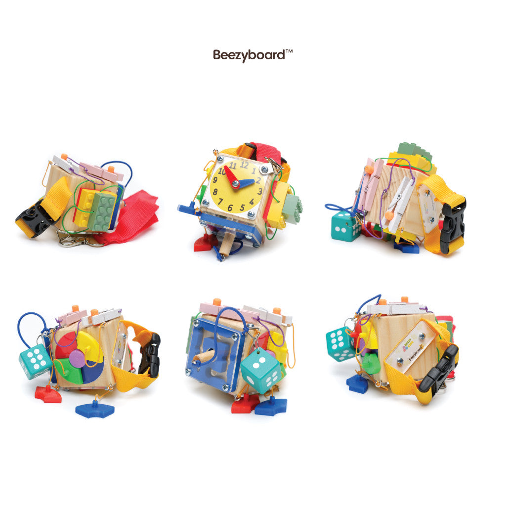 Beezyboard - Busycube Difficult 1 - mainan traveling/mainan papan sibuk/mainan kayu/mainan praktis