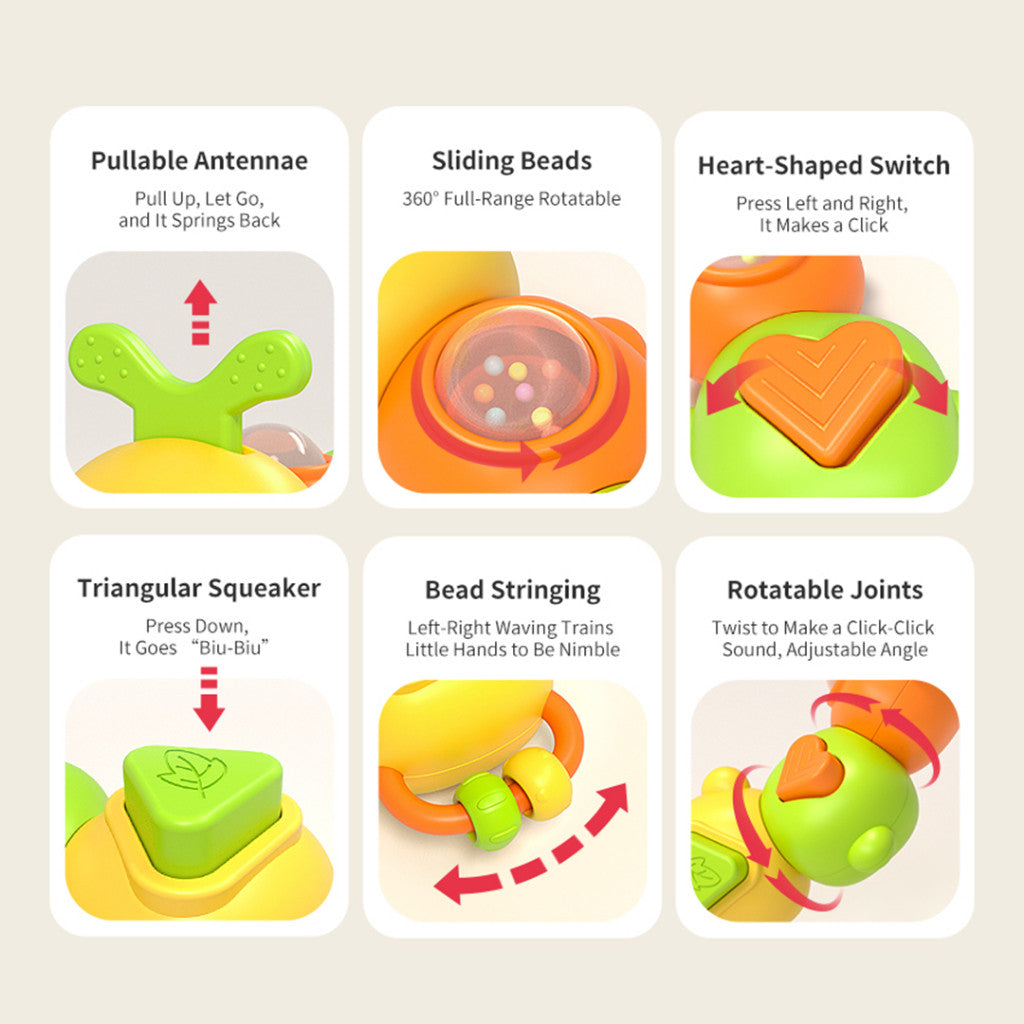 Sakumini Twisty Caterpillar 6in1 Toys Mainan Ulat 360° Edukasi Sensorik Anak Bayi