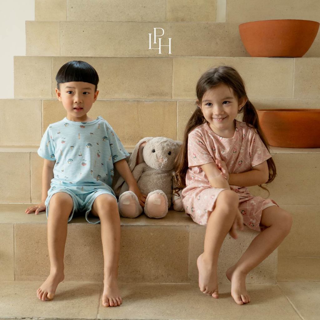 Little Palmerhaus - Little Wear Shoulder Button Short Set (Setelan Anak Lengan Pendek) 36.0