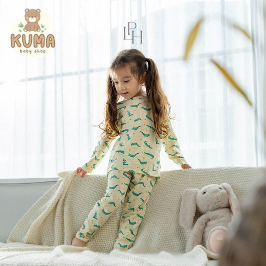 Little Palmerhaus - Little Wear Shoulder Button Long Set (Setelan Anak Lengan Panjang) 36.0