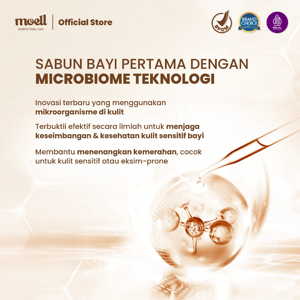 Moell Gentle Sabun Mandi Bayi Anak Kemasan Refill 500gr - Kulit Kering dan Sensitif - Tanpa SLS & Alkohol - Kulit Sensitif dan Kering - Skincare Bayi Formulasi Doker dengan Microbiome Teknologi - Skincare Bayi - Skincare Anak