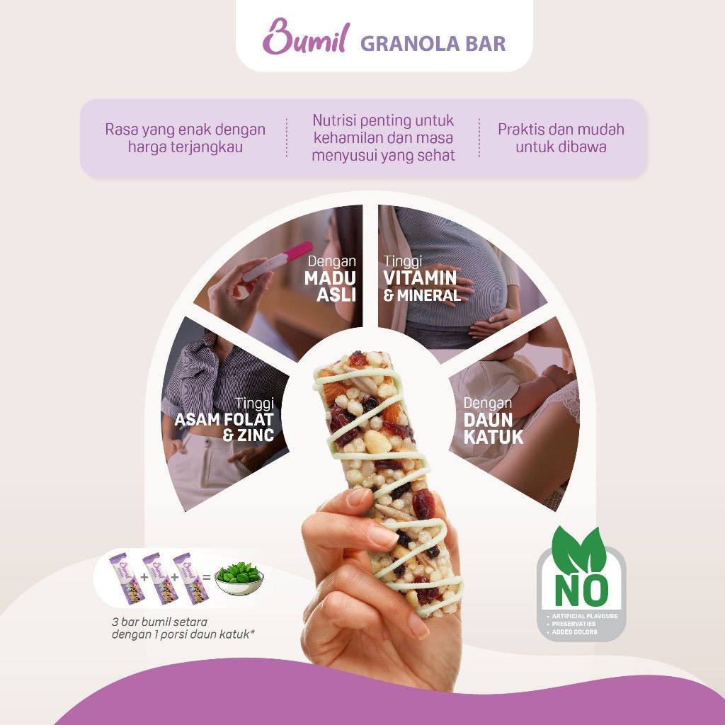 BUMIL Makanan Ringan Bar Rasa Coklat dengan Daun Katuk (Granola Bar Coklat)