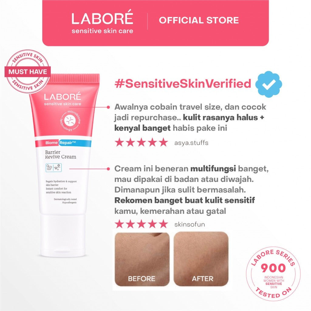 [DERMALAB REVOLUTIONAIRE] Labore BiomeRepair Barrier Revive Cream Travel Size 10ml - Moisturizer dan Pelembab Wajah Kulit Sensitif