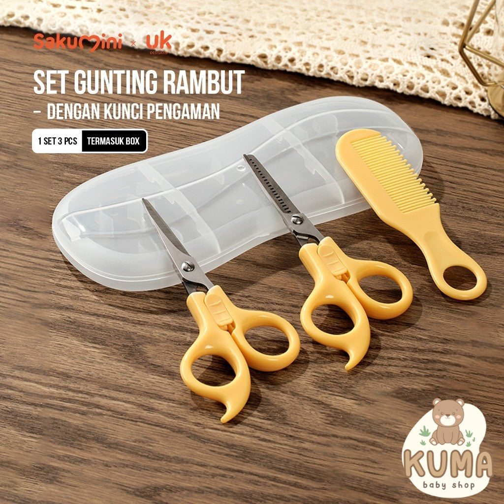 Sakumini Baby Hair Cut Scissors Gunting Potong Rambut Anak Set 3in1