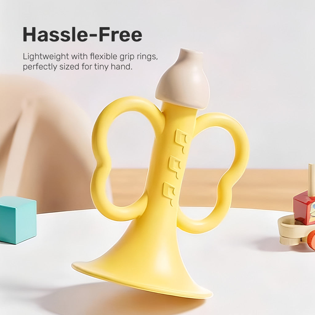 Sakumini Silicone Teether Trumpet Toy Mainan Gigitan Anak Terompet Silikon Bayi BPA Free Terapi Wicara