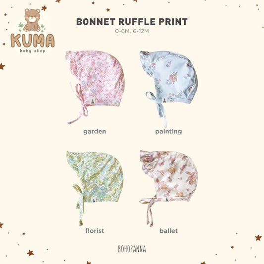 BOHOPANNA - BONNET RUFFLE PRINT - TOPI BAYI 2536