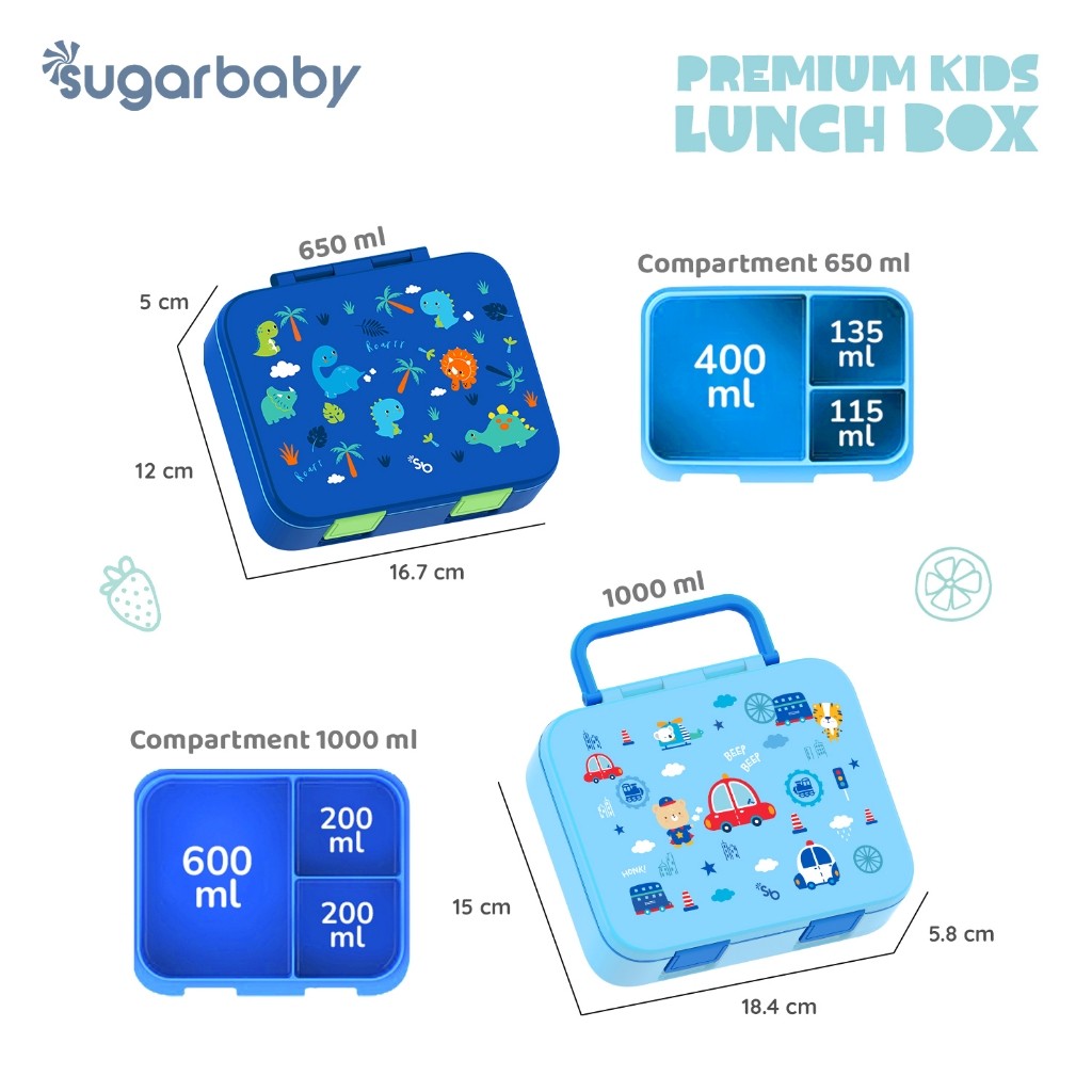 Sugarbaby Premium Kids Lunch Box/Kotak Bekal/Kotak Makan Anak BPA Free