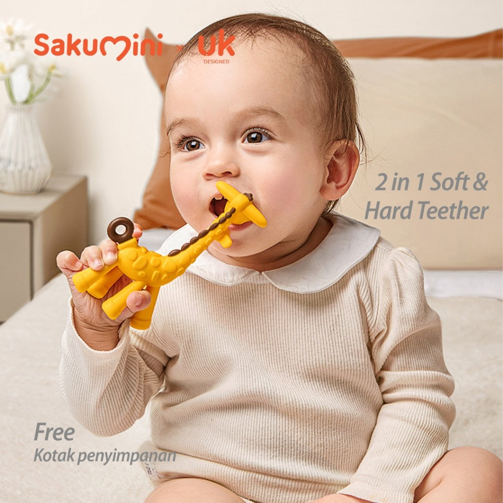 Sakumini Silicone Teether Giraffe Mainan Gigitan Bayi