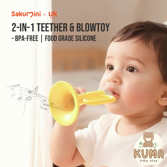 Sakumini Silicone Teether Trumpet Toy Mainan Gigitan Anak Terompet Silikon Bayi BPA Free Terapi Wicara