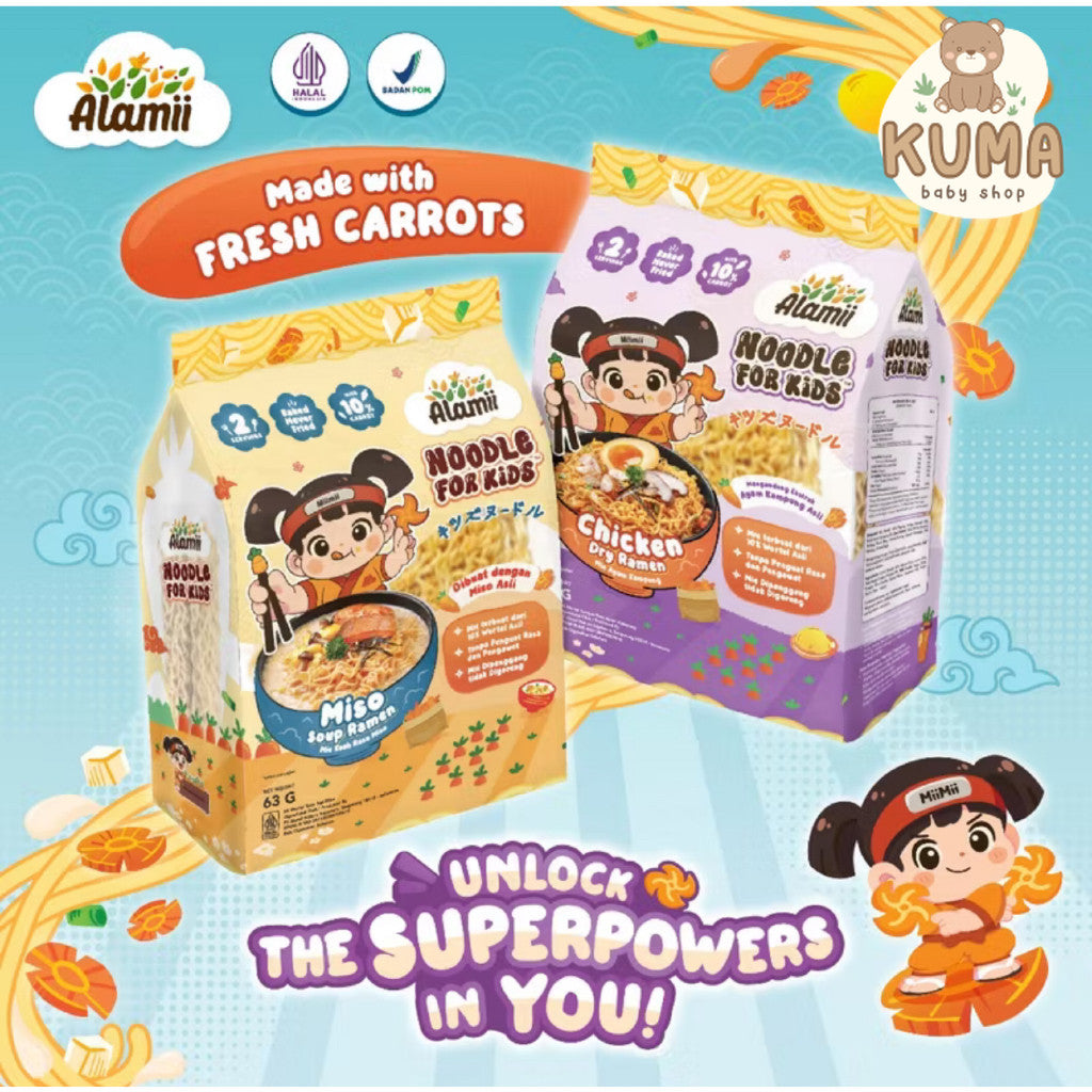 Alamii Noodle for Kids  - Mie Sehat Bernutrisi untuk Anak (63-64g) | Bebas MSG dan Pengawet