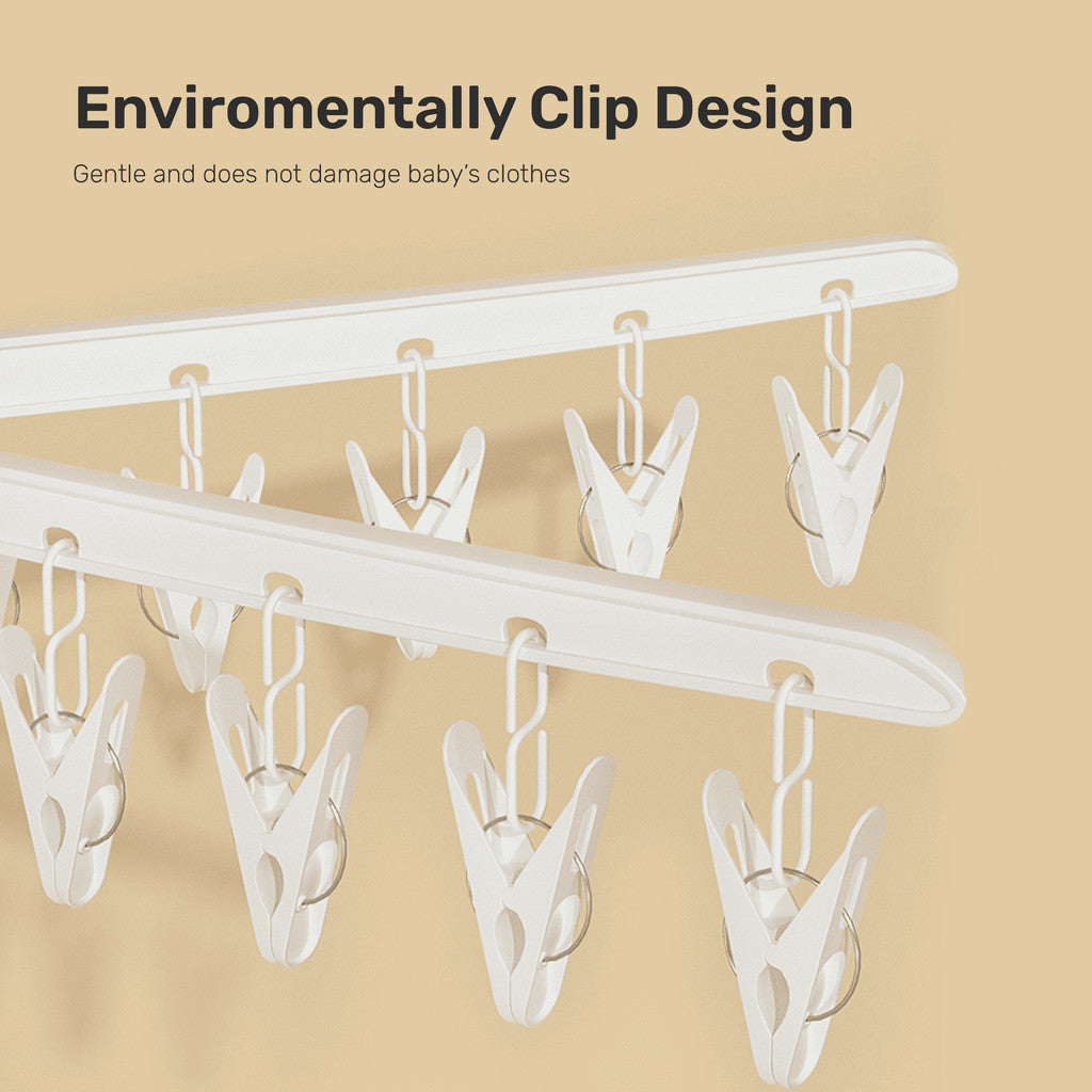Sakumini Folding Hanger Multifunction Jemuran Jepit Tingkat Klip Lipat Fold Pakaian Handuk Anak Portable Rak Susun Foldable Hanger Kaos Kaki Socks