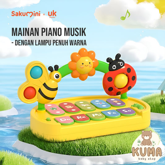 Sakumini Mainan Edukasi Piano 4 Mode Musik Lampu Musical Light Up Anak Bayi