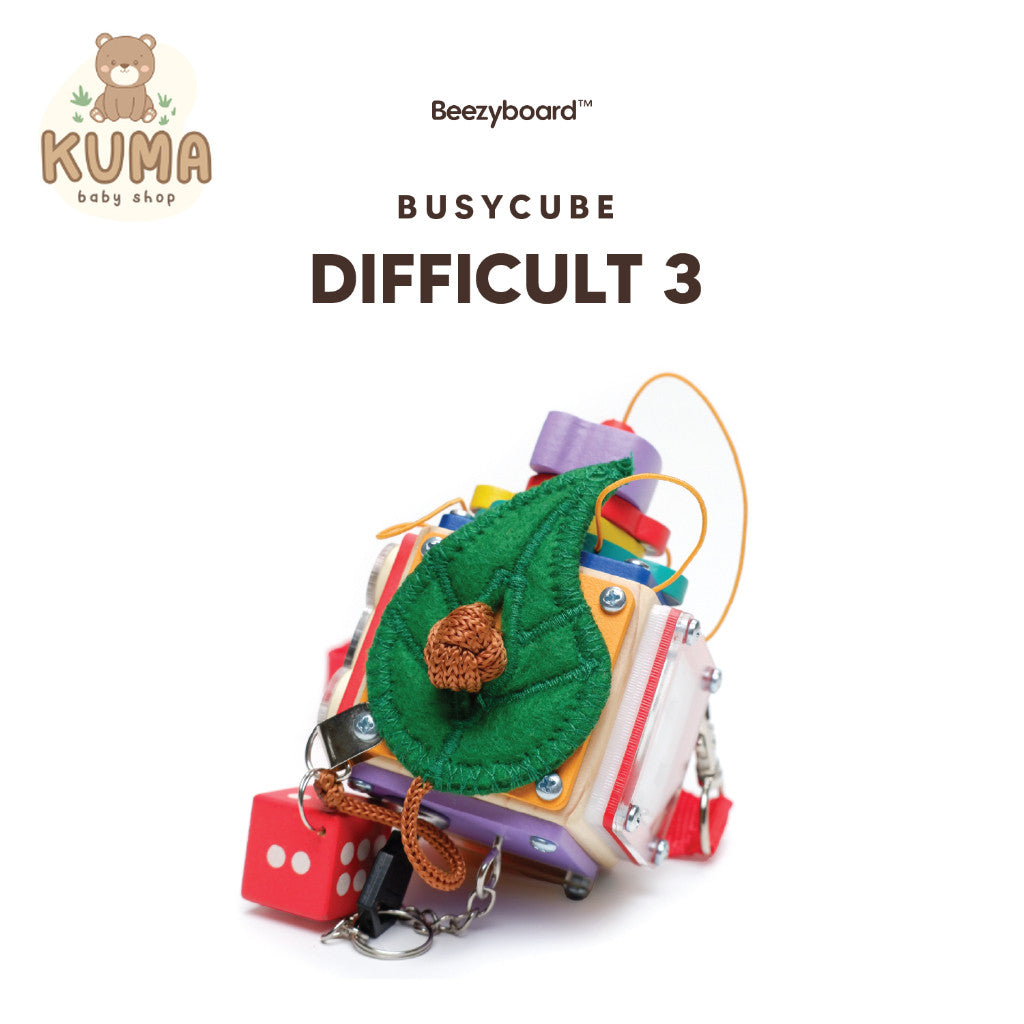 Beezyboard - Busycube Difficult 3 - mainan traveling/mainan papan sibuk/mainan kayu/mainan praktis